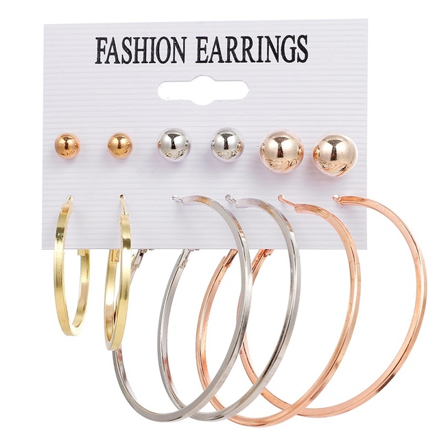 Fashion Women's Earrings Set Pearl Hoop Earrings For Women 2021 Bohemian Geometric Big Circle Gold Star Heart Earring Jewelry