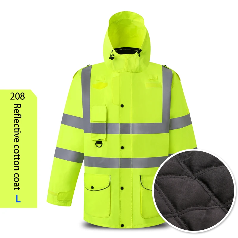 208 L Cold protect Зимняя одежда с длинными рукавами, плащ-дождевик Светоотражающие Предупреждение от холода водонепроницаемый светоотражающий безопасный жакет дождь брюки - Цвет: 208 L Cold protect