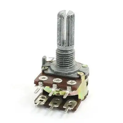 

50K ohm 6 Terminals Dual Linear Split Shaft Variable Pot Potentiometer