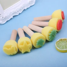 6 шт./компл. губка Краски пены кисти деревянная ручка DIY Краски ing граффити детские игрушки