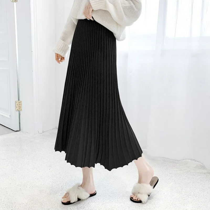 Новинка 2019 эластичная плиссированная юбка с завышенной талией винтажная Falda