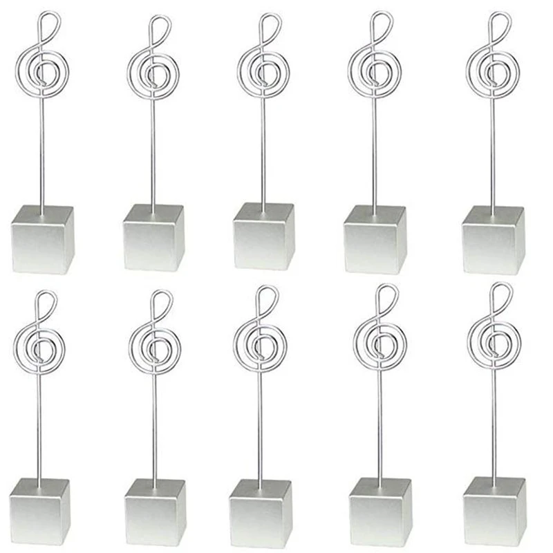 

10Pcs Square Base Music Wire Photo Clip Resin Stand Memo Holder Music Shape Table Number Holder Wedding Favor Party Decoration