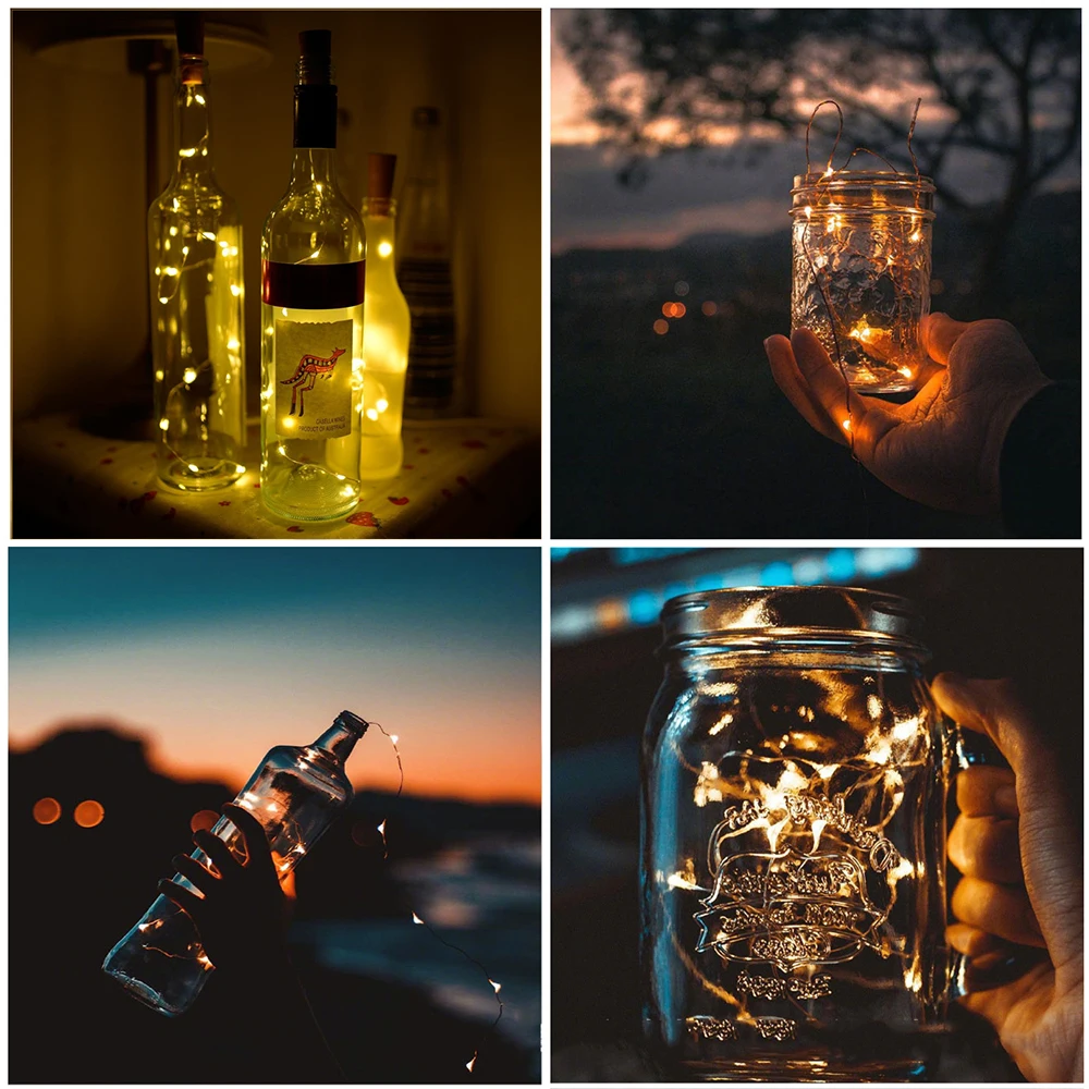 2 м 20LED декоративные бутылки для вина свет пробковая лампа DIY Питание Гирлянда для праздника декоративное свадебное украшение свет с батареей