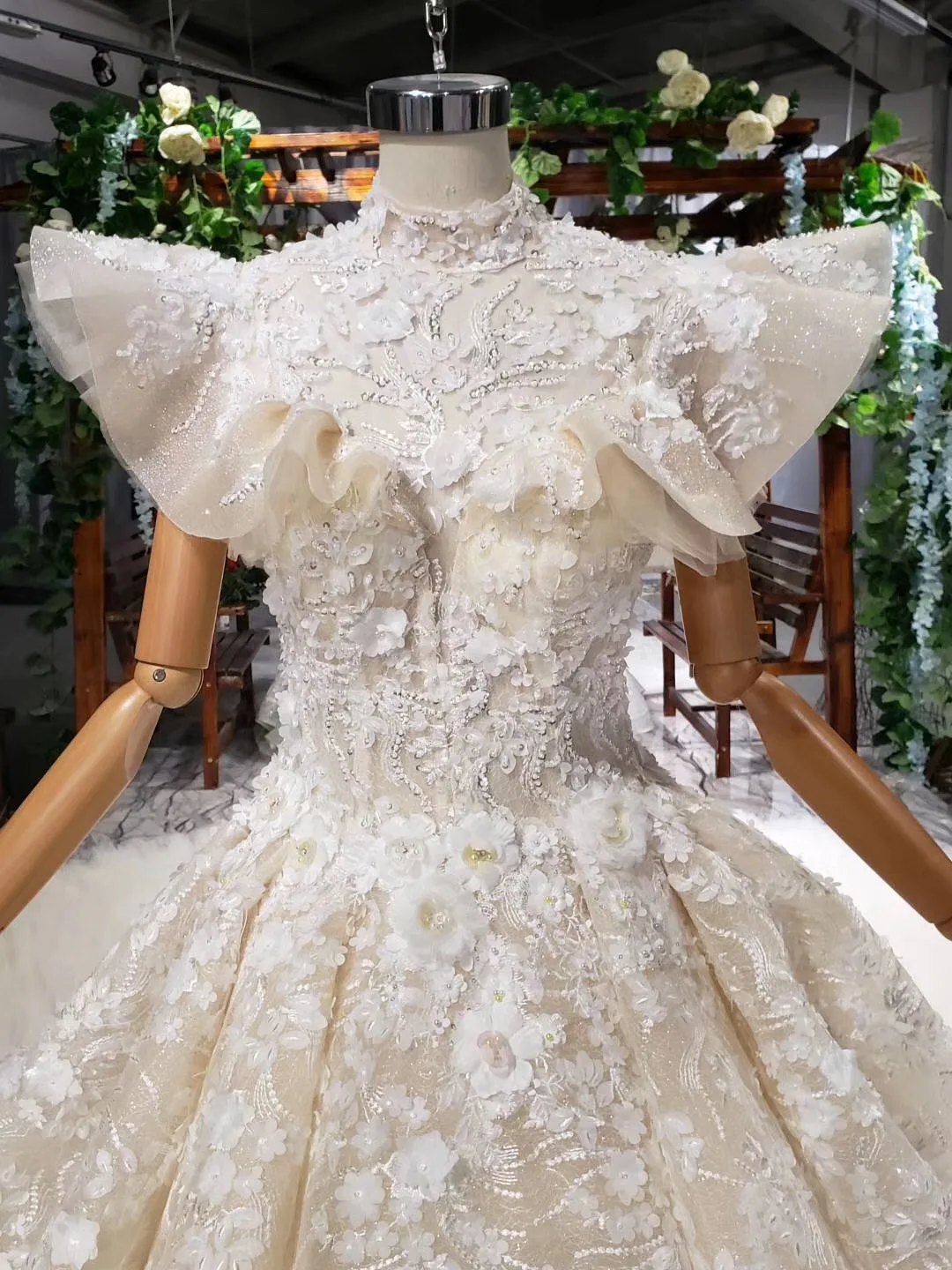 Индивидуальные рукава Vestido De Noiva мусульманские свадебные платья бальное платье с бисером и кружевными оборками Бохо Дубай арабские свадебные платья