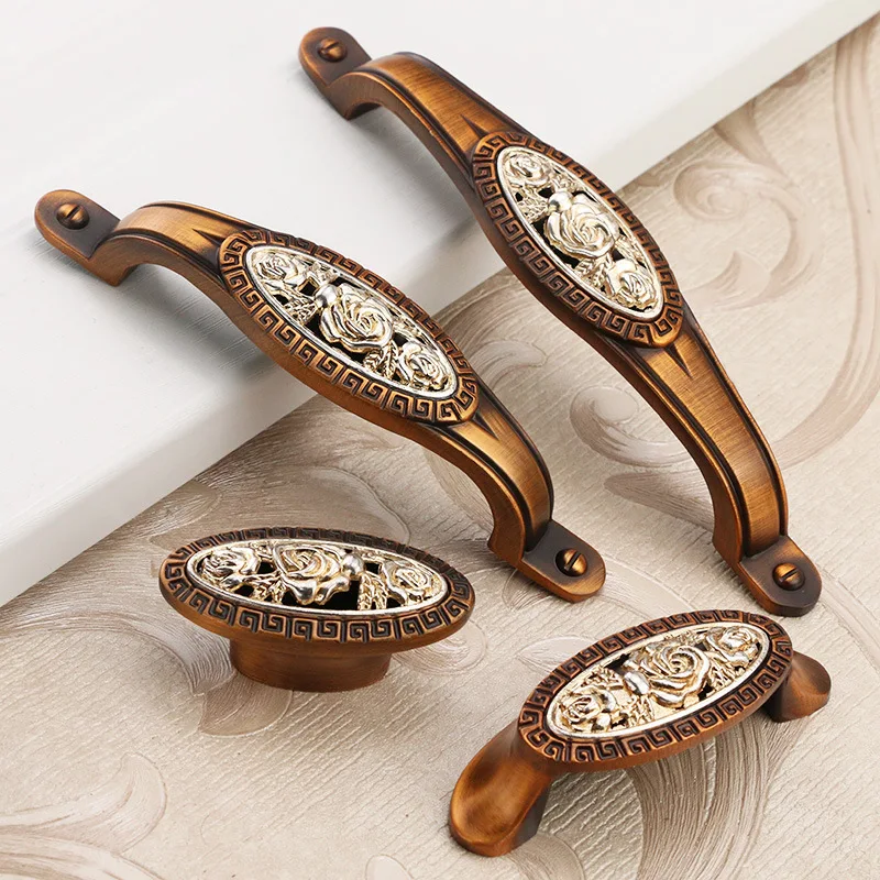 

Wenzhou Handle Supply huang gu Copper Handle European Style Varved Cabinet Handle Exquisite Modern Furniture Handle 1029