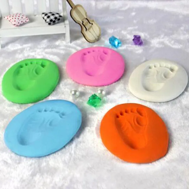 Baby Care Air Drying Soft Clay Baby Handprint Footprint Imprint Kit Casting Parent-child Hand Ink Pad Fingerprint DIY Toy Gift