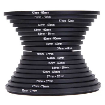 

Filter Ring Adapter 18pcs Camera Lens Metal Stepping s kit (Includes 9pcs Up Set + Down Set)