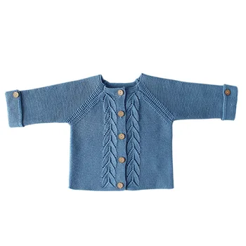 

New Baby Children Sweater Autumn Warm Leaves Pullover Cotton Knitted Cardigan Outerwear Coat Baby Girls Clothes