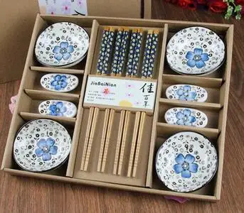 Blue Cherry Японский Стиль вишня в цвету Керамика суши сашими соевым соусом тарелка посуда набор посуды набор Подарочная коробка(12 шт./компл - Цвет: Blue Cherry