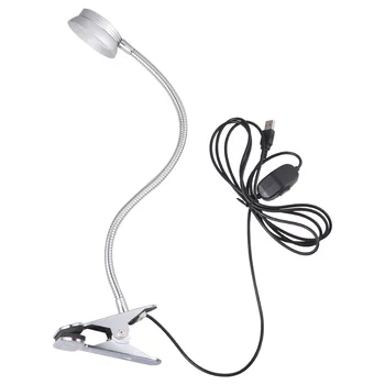 

USB Powered Reading Light Eye-care Lampshade Book Light Flexible Clip Reading Lamp in Bed and Portable Travel Reading Light (Sil