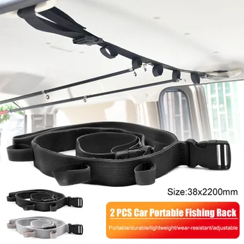 

2PCS Portable Fishing Rack Car Fish Rafter Fishing Rod Strap Fishing Rod Saver Vehicle Rod Carrier Band Rod Holder Belt Strap
