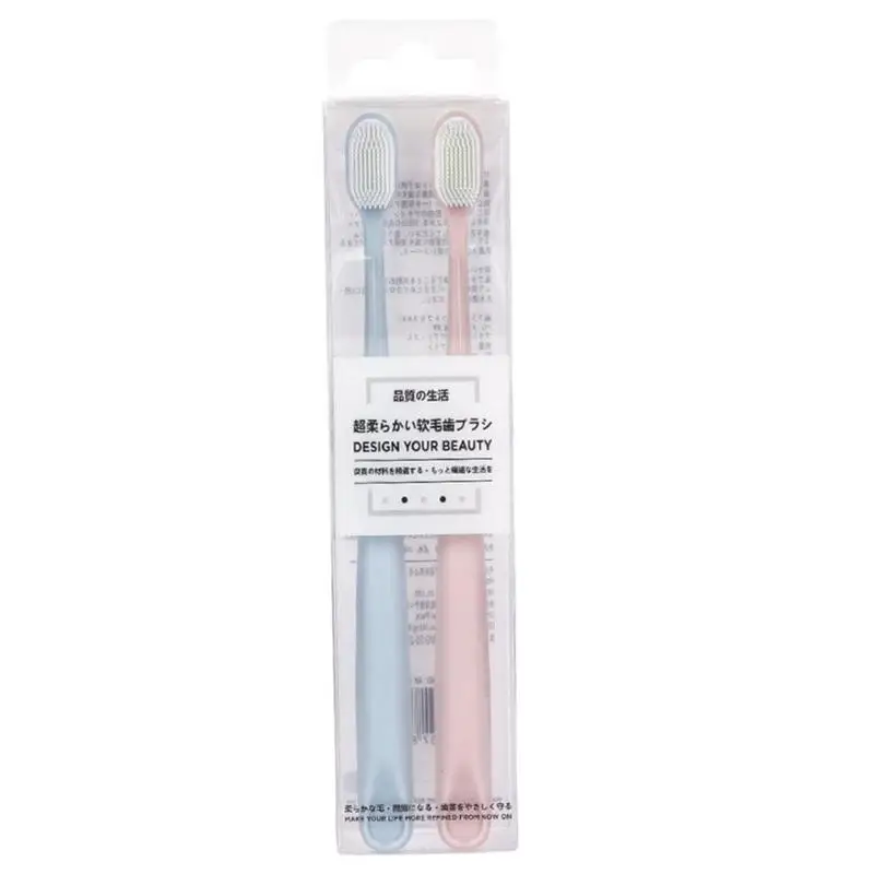 2pcs Fresh Breath Heart Pattern Toothbrush Antibacterial Oral Clean Dental Care Compliance with Ergonomic Design Comfort - Color: B