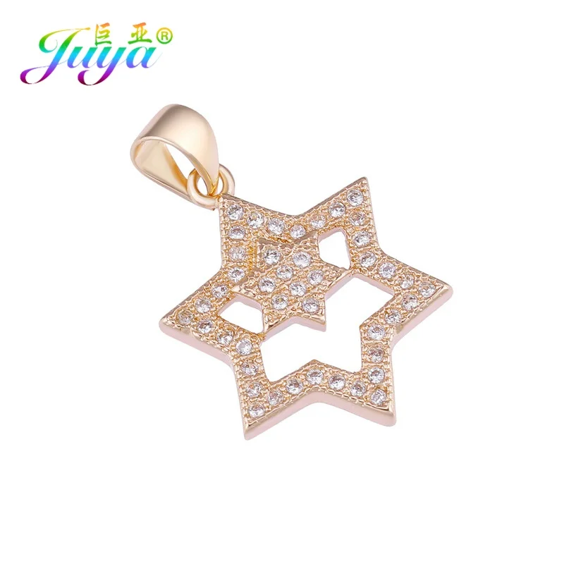 Gold Juya DIY Mezuzah иудаизм фурнитура ручной работы Звезда Давида Шарм Разъемы Аксессуары для религиозного еврейского изготовления ювелирных изделий - Цвет: Gold