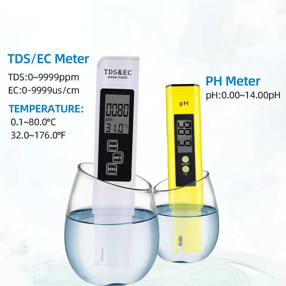 Ph meter Water quality tester Digital PH /TDS/ EC Meter Tester Thermometer Pen Water Purity PPM Filter Hydroponic for Aquarium Pool Water Monitor
