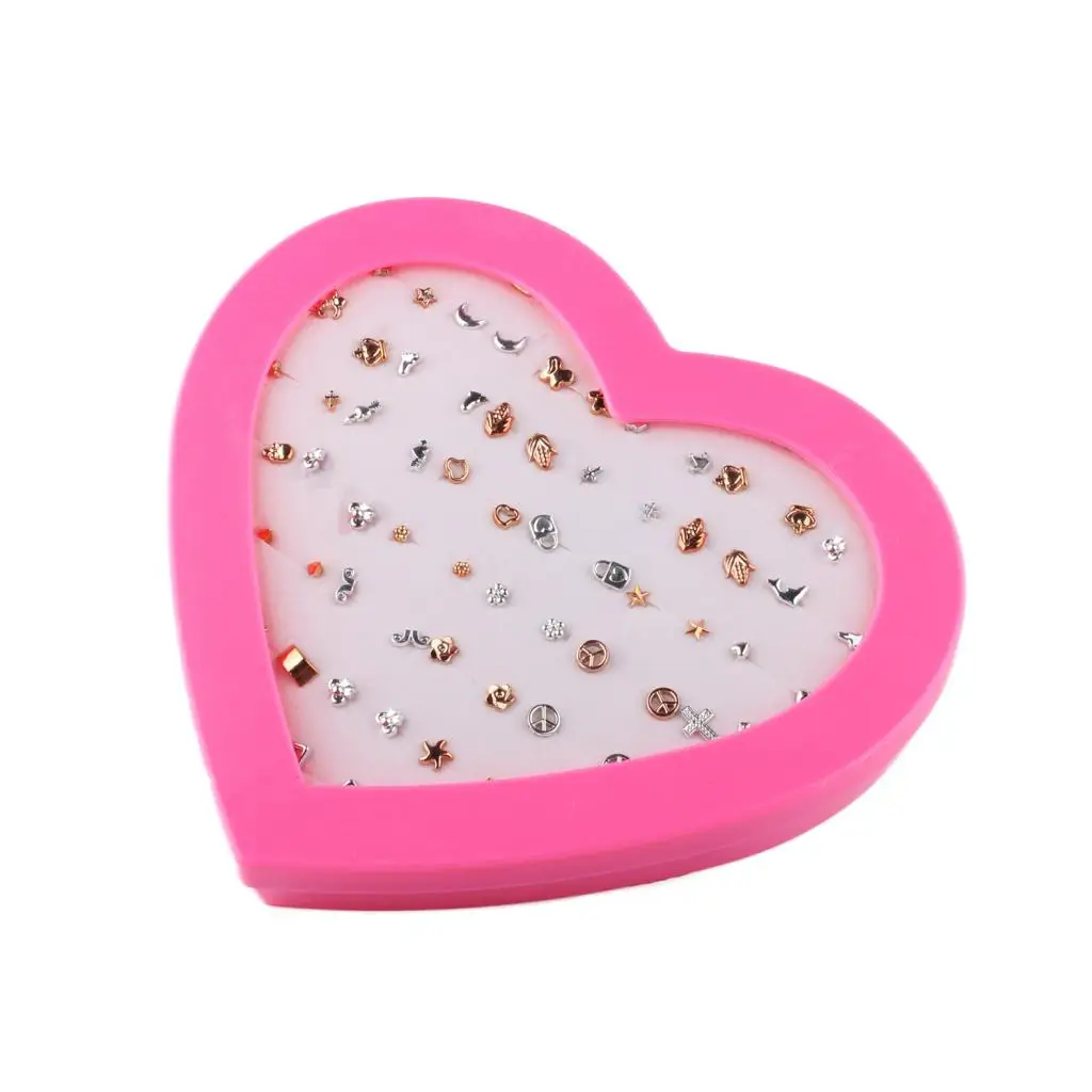 36 Pairs per Box Assorted Styles Stud Earrings silver color Gold Plant ,Animal, Planes,Hearts,Stars Bulk for Women Girl 