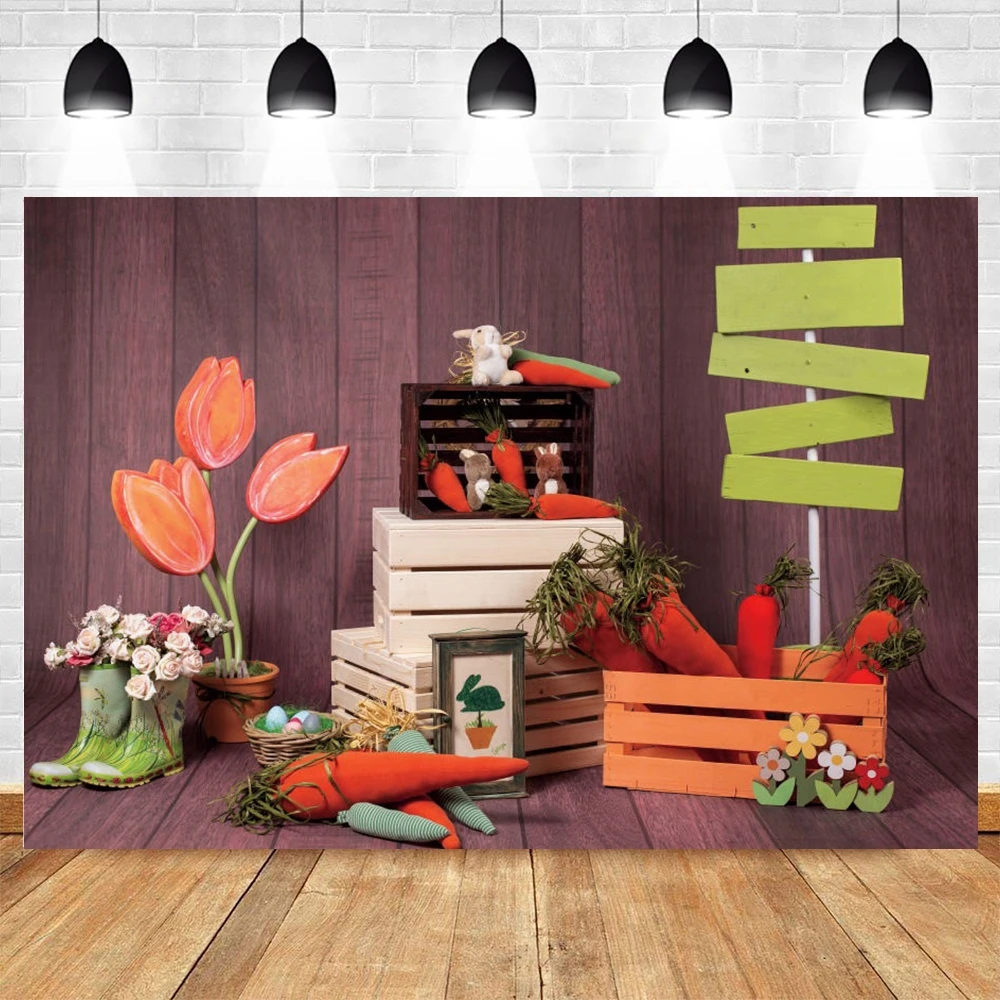 

Yeele Easter Spring Eggs Rabbit Carrot Wood Floor Newborn Baby Photography Backdrop Vinyl Background For Photo Studio Photocall