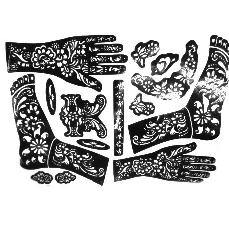 Новый Индийский шаблон Mehndi с ручной ногой хной окрашенный трафарет искусство