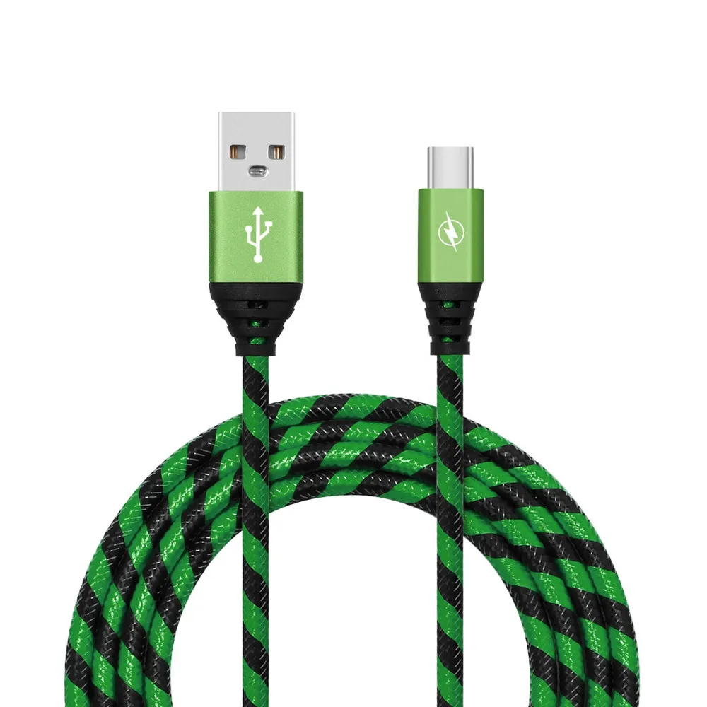 BK 1 м usb type C 2A кабель с автоматическим отключением для быстрой зарядки нейлон для samsung Плетеный Usb кабель для Xiaomi зарядный провод для huawei кабель - Цвет: BK
