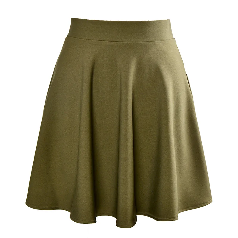 green cotton Новинка, женские юбки больших размеров, одноцветные, модные, простые, сексуальные, полиэстер, высокая талия, женские Пышные юбки, полиэстер, бальное платье в винтажном стиле - Цвет: green cotton