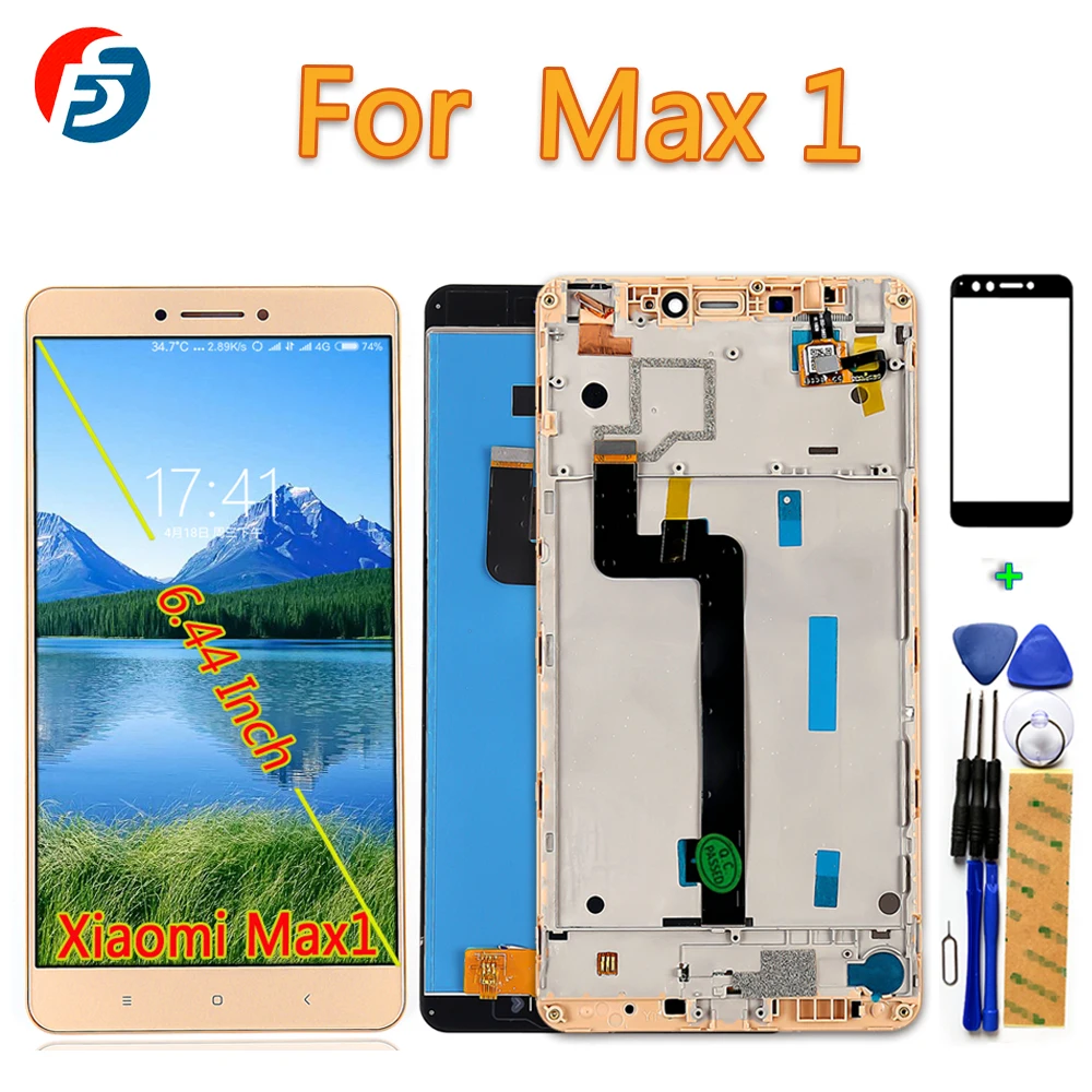 

100% Tested Touch Screen For Xiaomi Mi Max 6.44 inch LCD Display Digitizer Assembly 1920*1080 Frame with Free Glass film Tools