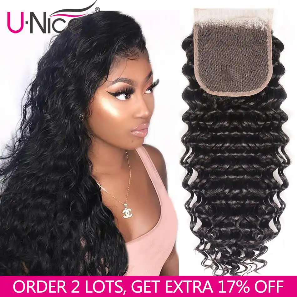 Unice Hair Brazilian Deep Wave Lace Closure 10 20 Inch Free Middle Part 4x4 Swiss Lace Human Hair Closure Remy Hair Hair Free Shipping Hair Brazilianhair Closure Aliexpress