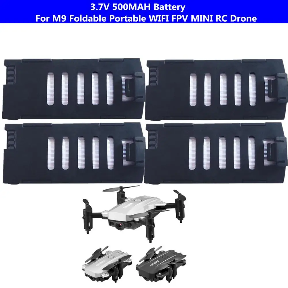 

M9 Foldable Portable WIFI FPV MINI RC Drone Quadcopter Spare Part 3.7V 500mah Battery 2pcs 4PCS Battery