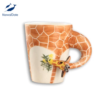 

Boys and Girls Reindeer Mugs 3D Handmade Painted Ceramic Coffee Mug Grassland Animals Gibbon Elephant Giraffe Zebra Zoo Ceramic