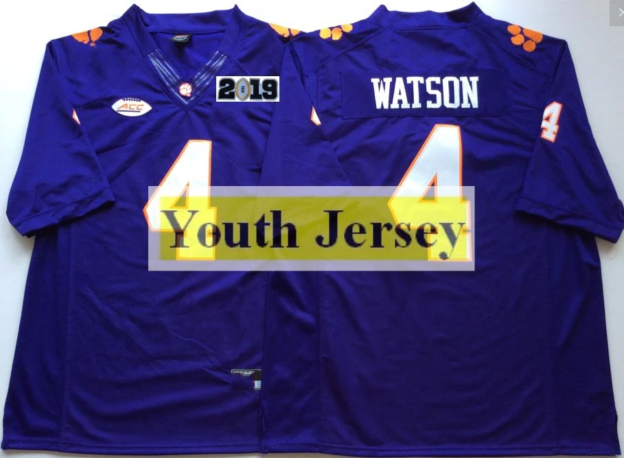 Youth's Clemson college 16 Тревор Лоуренс#4 Deshaun Watson#9 Уэйн галлман II Джерси-Белый Фиолетовый Оранжевый - Цвет: 2019