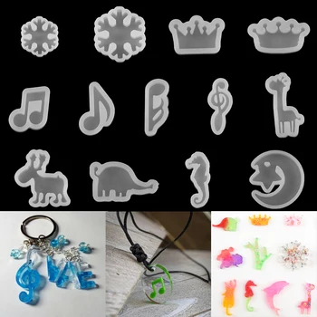 

1pcs Music Moon Pendant Silicone Mold Crown Snowflake Animal KeyChain Epoxy Resin Molds For DIY Jewelry Making Tool Supplies
