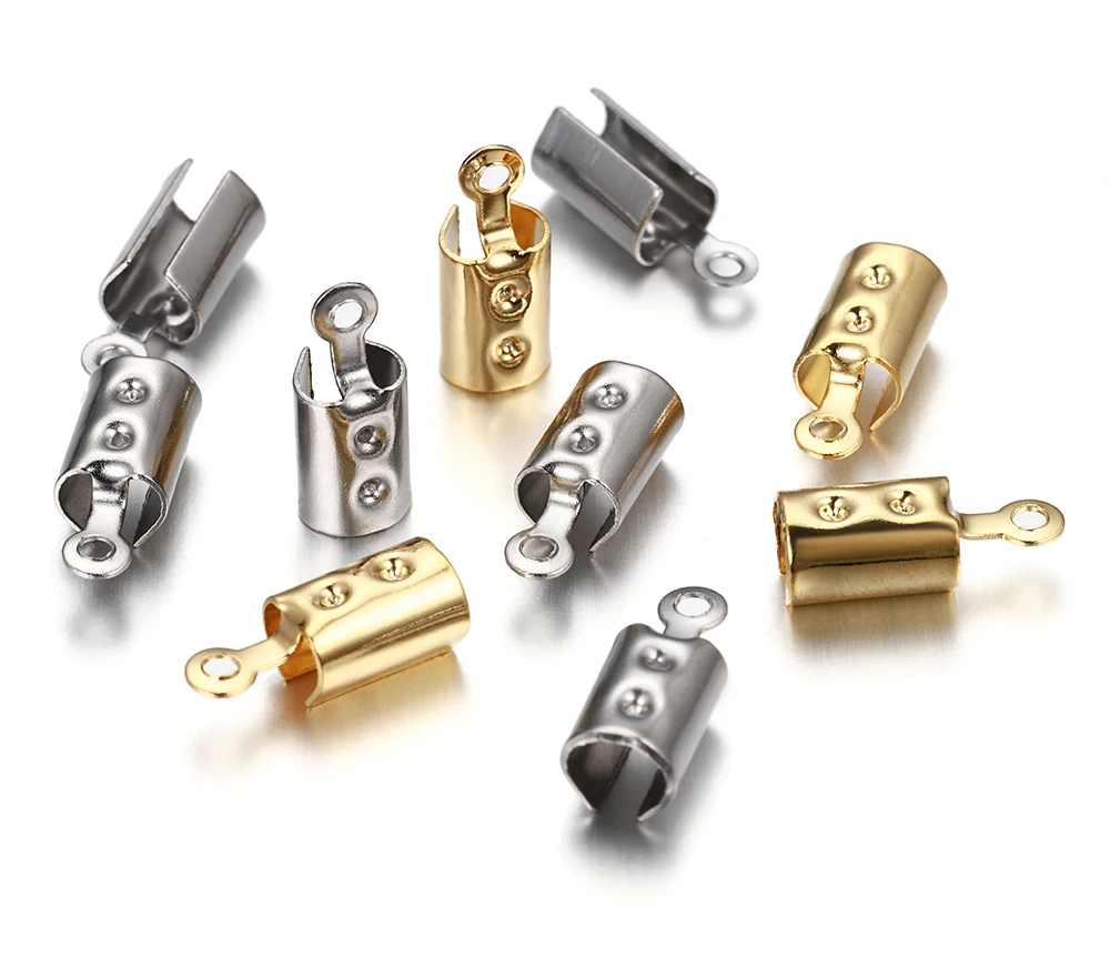 30 Stück Edelstahl Crimp Caps DIY Halskette Kette Verschluss Anschlüsse Schnüre Seil Armband Endkappen Schmuckherstellung DIY Zubehör – Detail 6