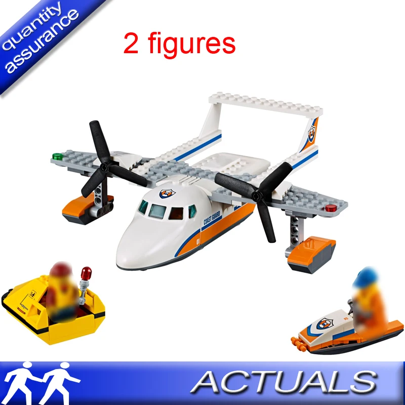 

02066 60164 153pcs City Coast Guard Building Blocks Sea Rescue Plane Remain Figure Model Bricks Toy Compatible