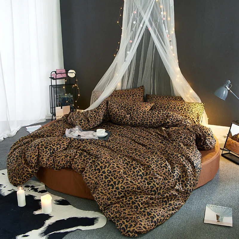 Домашний Комплект постельного белья постельные принадлежности для круглой кровати Леопардовый пододеяльник+ круглая простыня+ 2 шт. Наволочка хлопок постельное белье сексуальный резиновый комплект для кровати