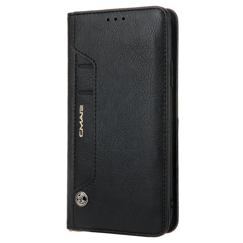 Для iPhone PU кожаный бумажник чехол для кредитных карт Coque Поддержка чехол черного цвета