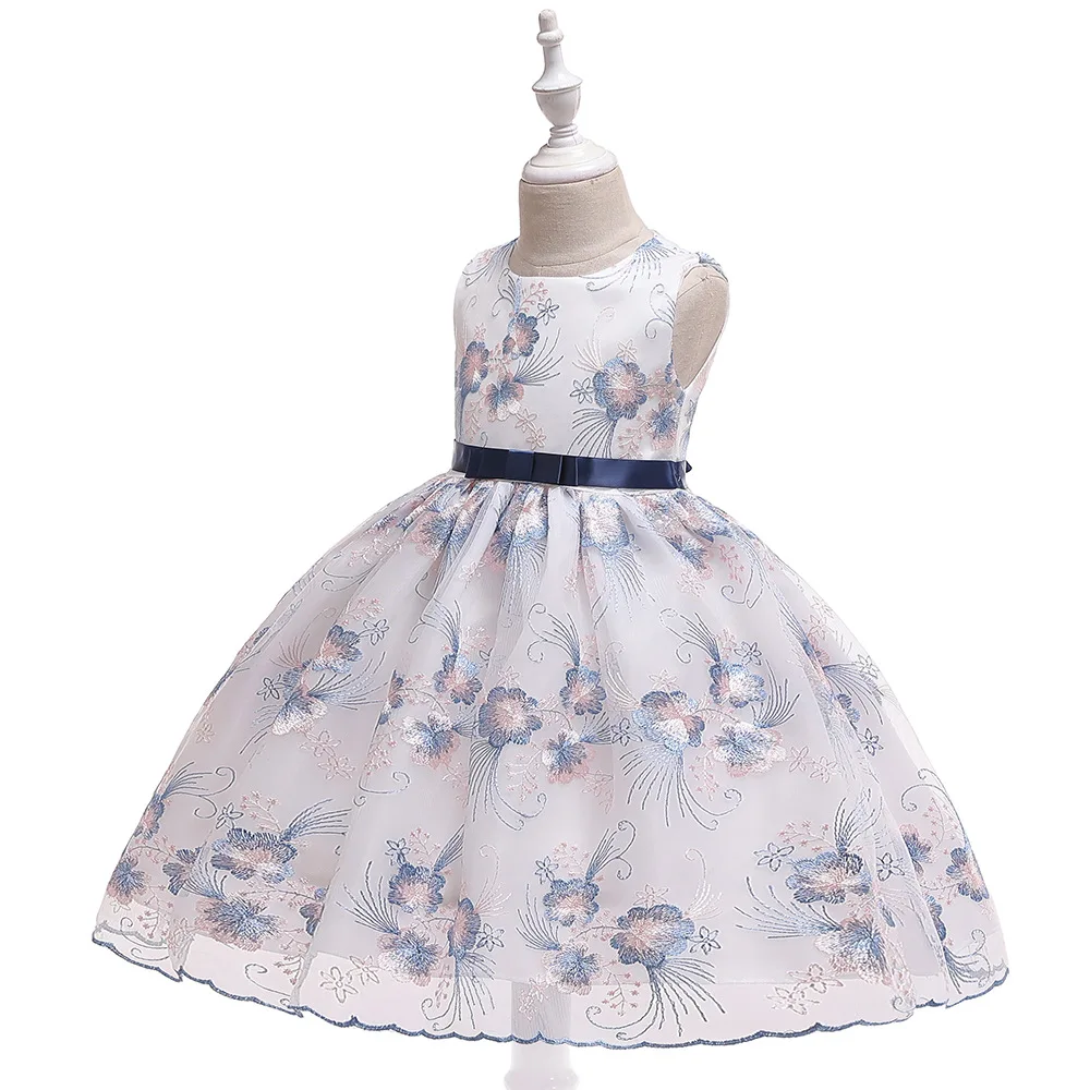 Коллекция 2019 года, Новое Стильное торжественное платье с вышивкой для девочек платье принцессы с свежими цветами свадебное платье