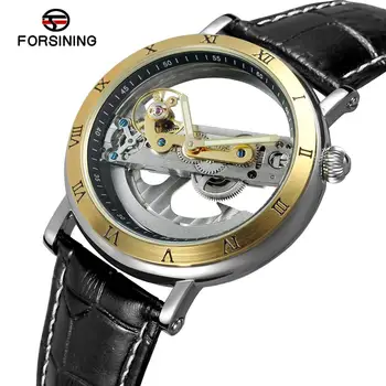 

2019 FORSINING New Fashion Luxury Top Brand Golden Bridge Skeleton Automatic Mechanical Stainless Steel Strap Men Wrist Watch