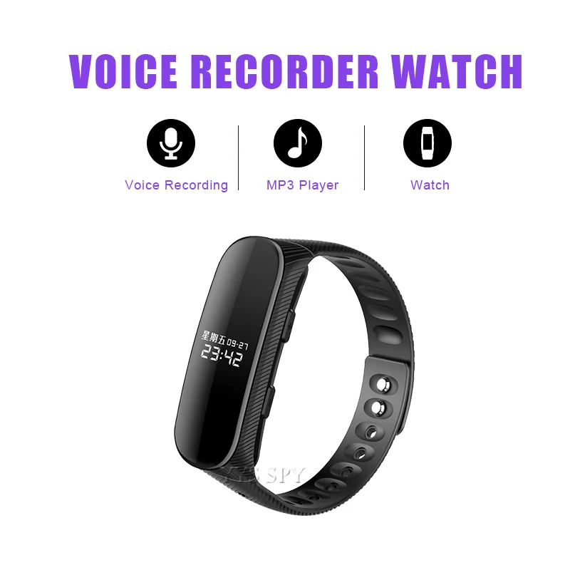 

8GB Digital Voice Recorder Watch Wearable Intelligent Voice Activated Audio Record Small MP3 Music Player Detachable Wristband