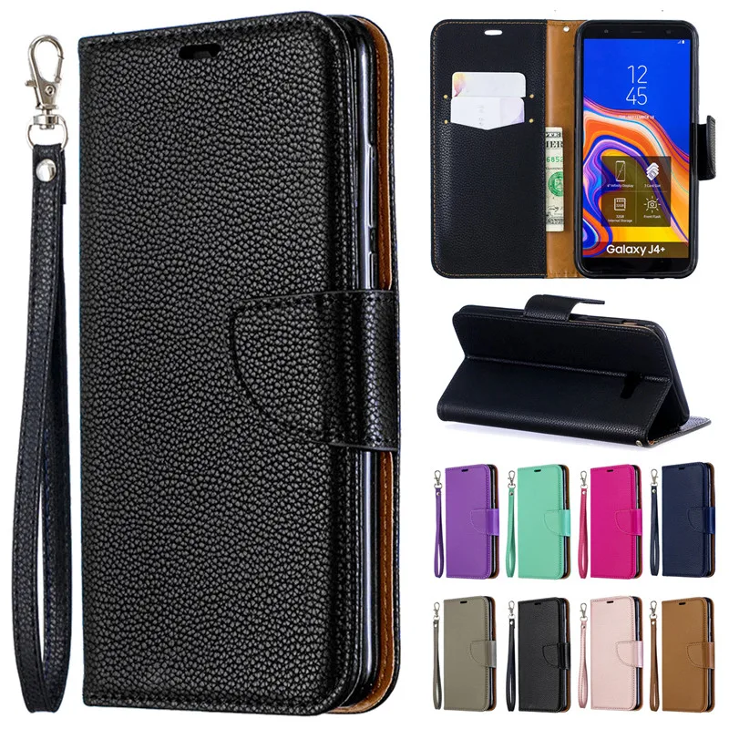 

For Samsung Galaxy J4 Plus Case on for Coque Samsung J4 J6 Plus 2018 Cover Luxury Book Flip Leather Wallet Phone Cases Etui