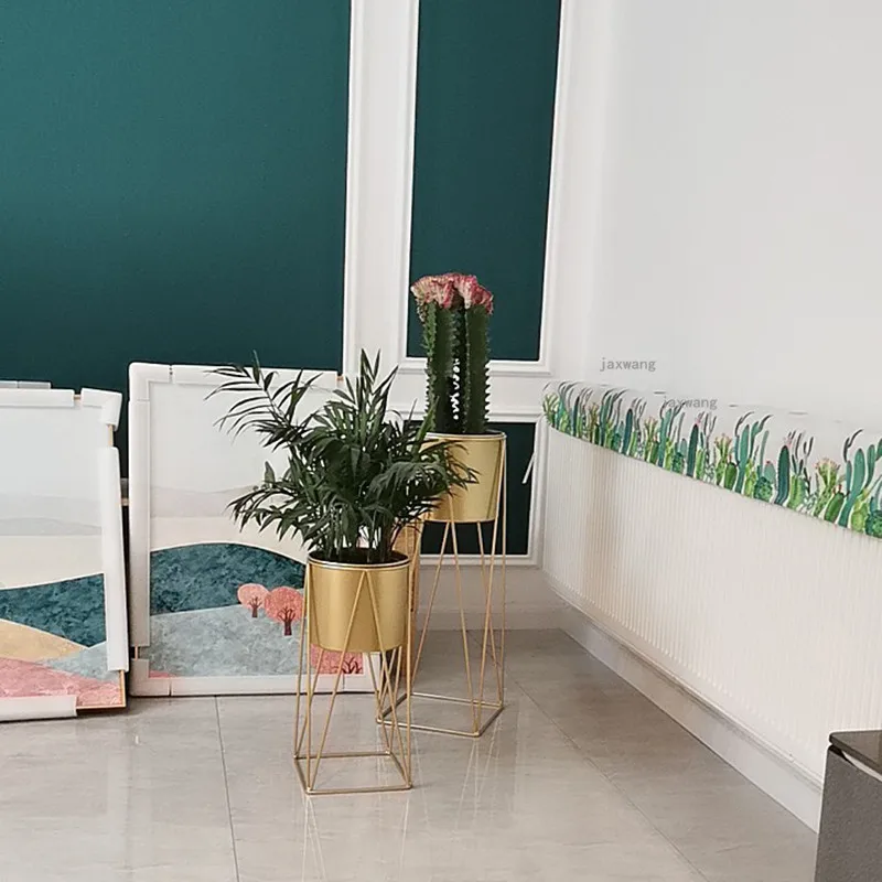 Nordic Minimalist Wrought Iron Flower Storage Rack Modern Home Indoor Living Room Balcony Floor Standing Plant Flower Pot Rack