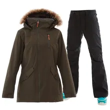 GSOU Снежный женский лыжный костюм, Меховая куртка для сноуборда, штаны для катания на лыжах, ветрозащитная водонепроницаемая Спортивная одежда для улицы, супер теплая