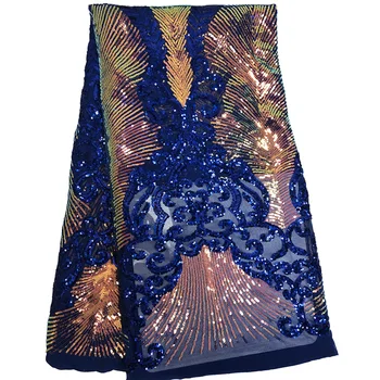 

Hot sale double-colors sequins design mysterious pattern wedding dress fabric FC114,Fast delivery newest Tulle Lace Fabric