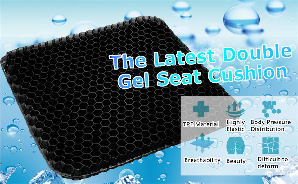 PEIDUO Gel Seat Cushion Black Enhanced Double Non-Slip Seat Cushion for The Car or Office Chair Sciatica & Back Pain Relief chaise lounge cushions