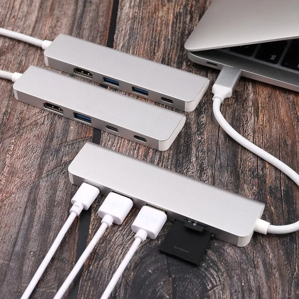 Type-C концентратор 3 USB 3,0 концентратор HDMI/VGA/RJ45 адаптер Thunderbolt 3 USB-C данных TF SD PD слот концентратор для Macbook Pro Air 13 15 16