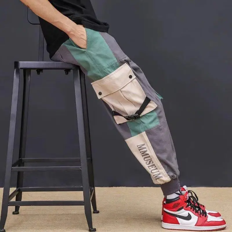 Мужские повседневные брюки Модные Узкие с эластичным поясом хип-хоп эластичные комбинезоны брюки карго с несколькими карманами мужские брюки карандаш большого размера