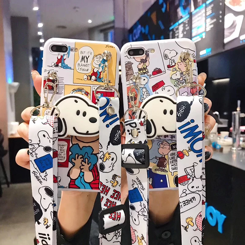 

Super cute pet dog Oblique Lanyard soft Silicone phone case for iphone 6 7 8 plus 7Plus 8Plus X XS XR MAX 10 upport back cover