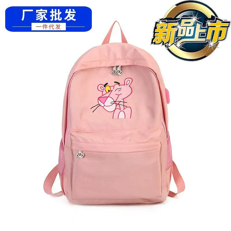 

2019 New Style Korean-style Printed Pink Panther High School Students Schoolbag Casual Travel Backpack