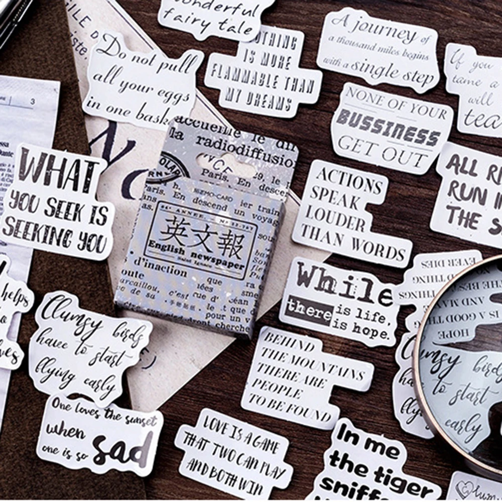 

46 Pcs/Lot Cute Vintage English Newspaper Mini Paper Japan Sticker For DIY Decoration Album Diary Scrapbooking Label Sticker