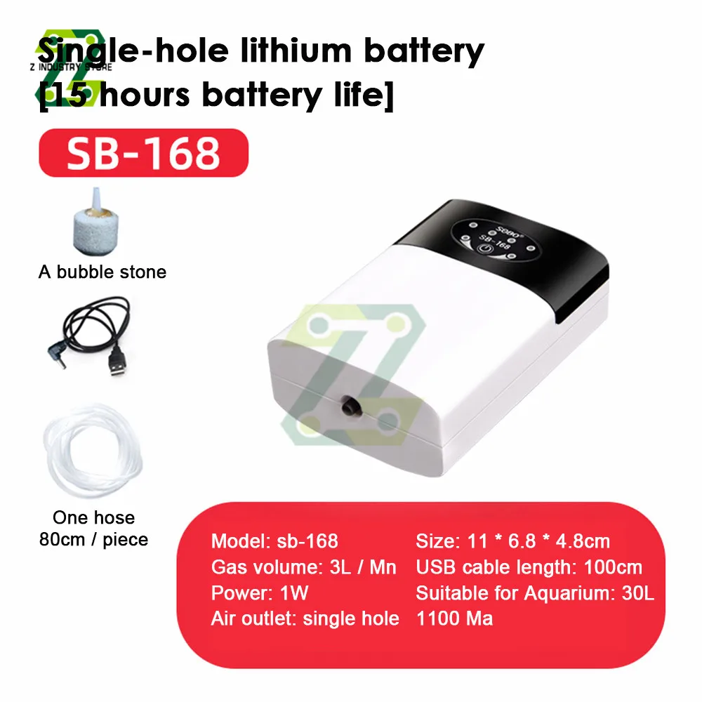 Oxygen Air Pump Air Compressor USB Charging 2600mAh Portable Exhaust Silent Oxygen Pump Aquarium Oxygen Pump 5