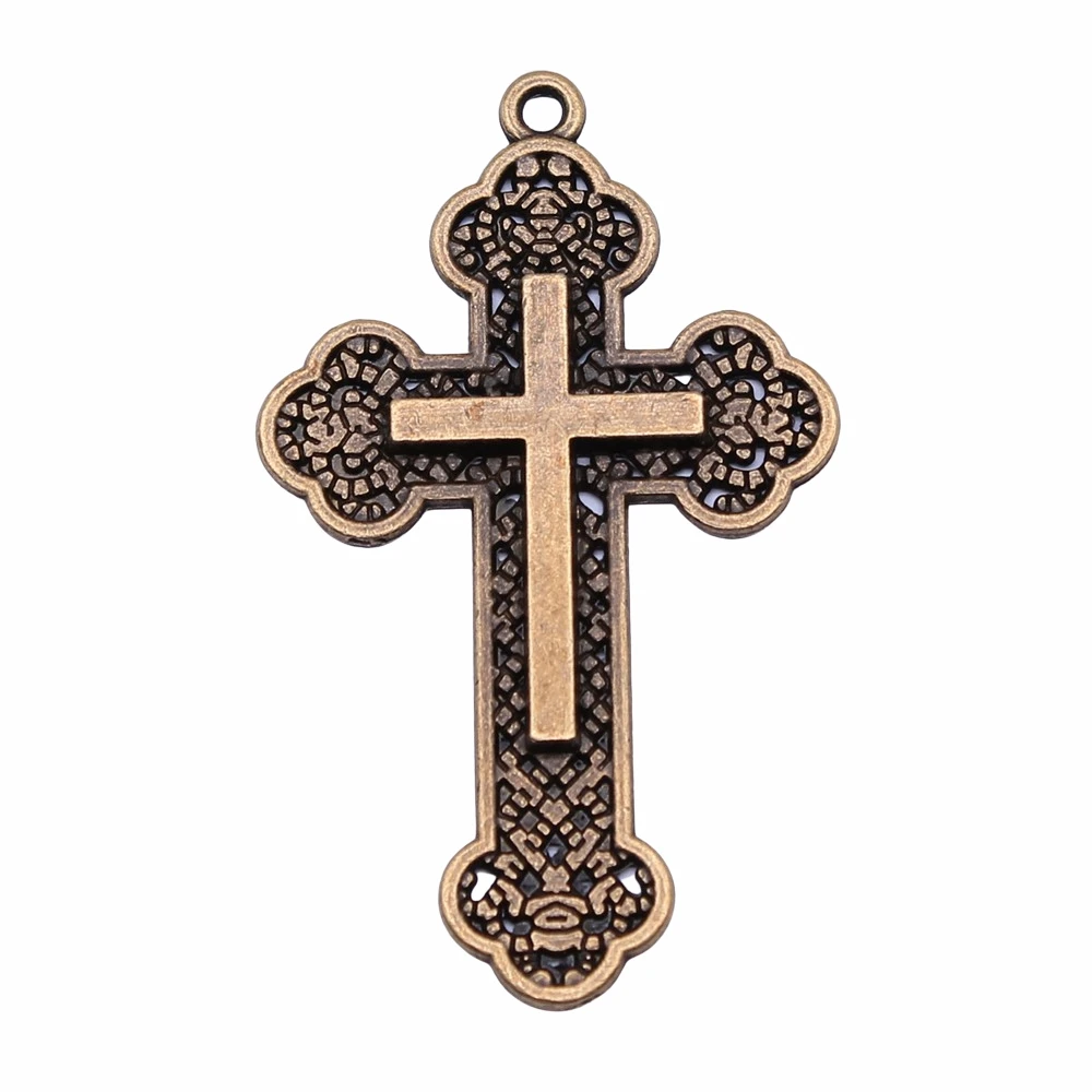 WYSIWYG 10pcs 38x22mm 2 Farben Antike Silber Farbe Antike Bronze Überzogene  Hohl Kreuz Anhänger Hohle Kreuz