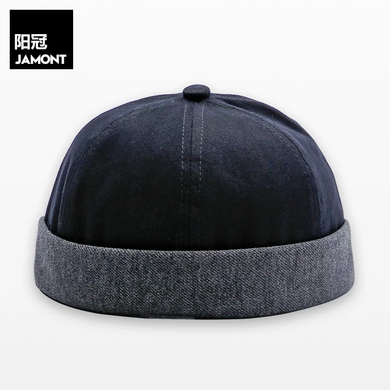black Мужская Осенняя хлопковая кепка Skullies в стиле ретро, уникальная уличная шапка Docker, многоцелевая шапка Miki Beanie - Цвет: black