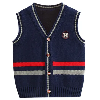 

Kids Vest Spring Autumn Knit Stripes Boys Waistcoat Toddler Baby Jackets Casual Single-breasted V-neck Boys Sweater 1 2 3 4 5 Y